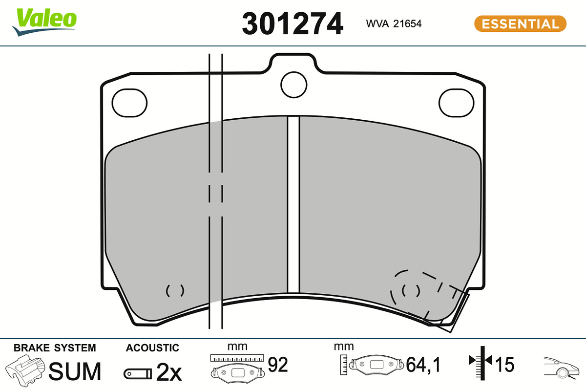 Jeu de 4 plaquettes de frein VALEO ref. 301274